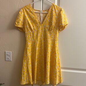 SHEIN Sunny Yellow Floral Mini Dress